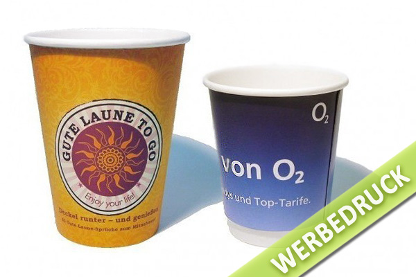 Pappbecher bedrucken, plastikfrei, kompostierbar