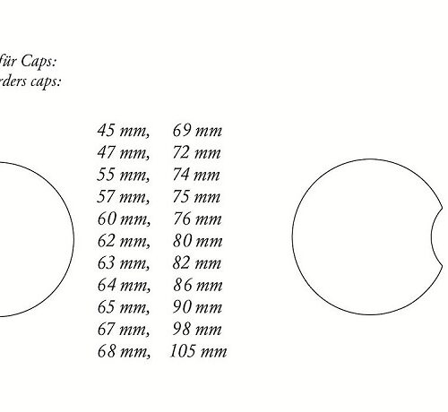 Paper-Caps, Grössen